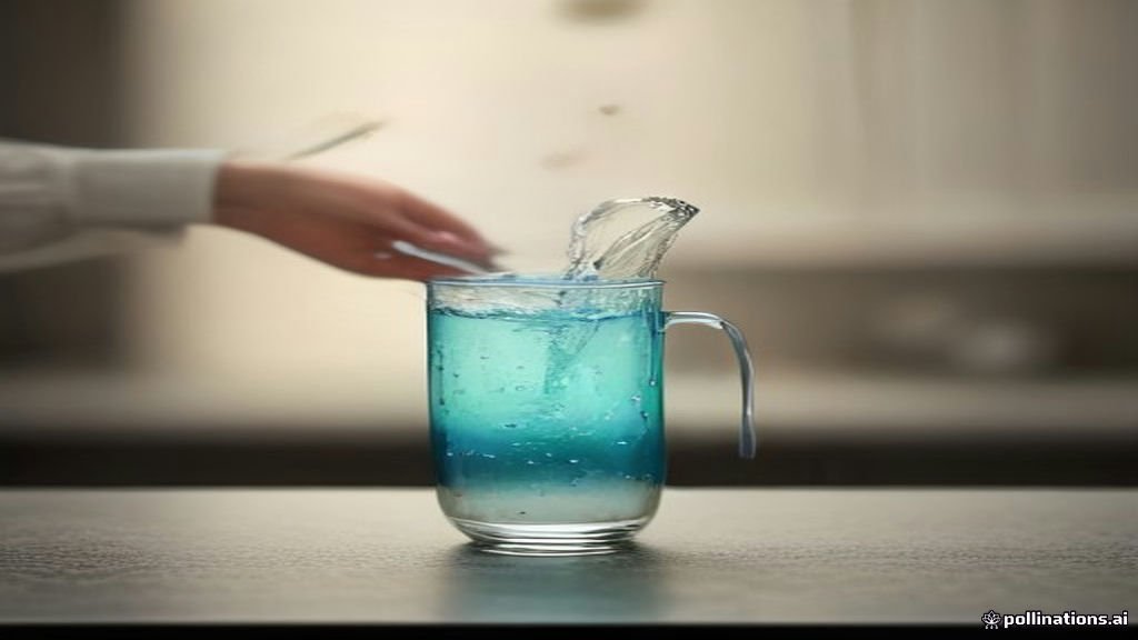 Pouring water from a measuring jug into a glass cup