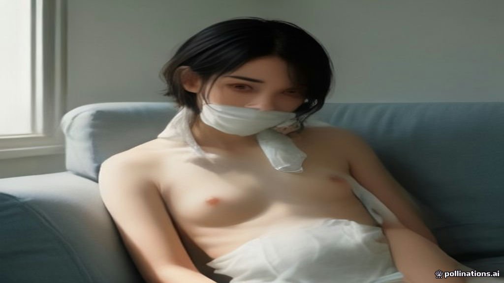 Teenage patient recovering at home after nose surgery with nasal splint, resting calmly